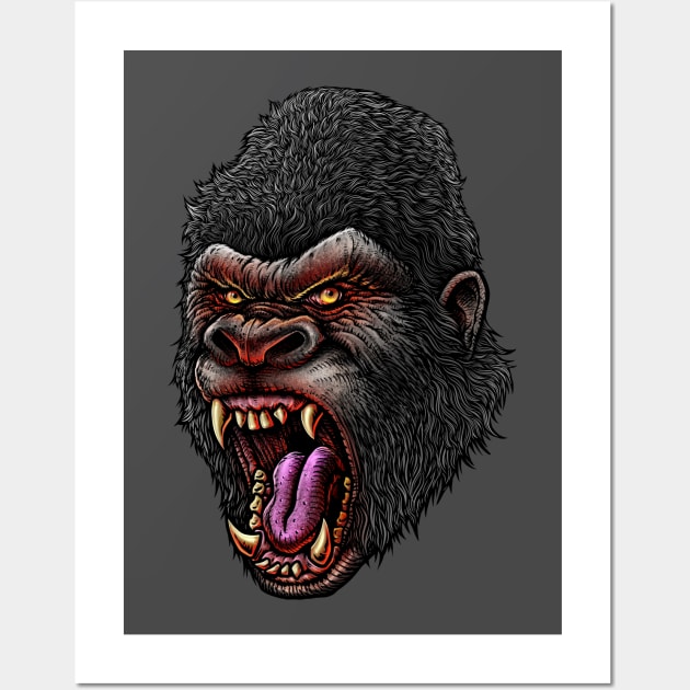 Mad Kong Head Wall Art by LillyRise